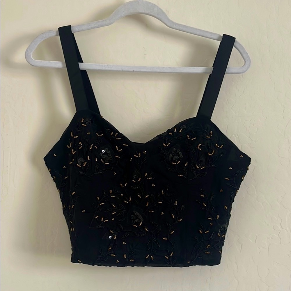 Elegant Black Embellished Women's Top